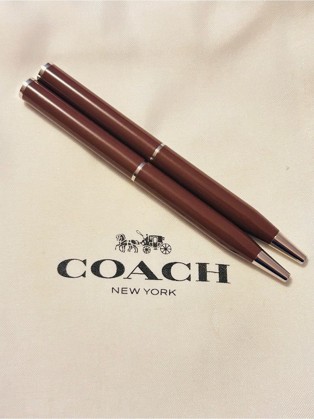 Coach Brown and Silver Tone Pens Keychain/ bag Charm (PRICE FOR ONE)